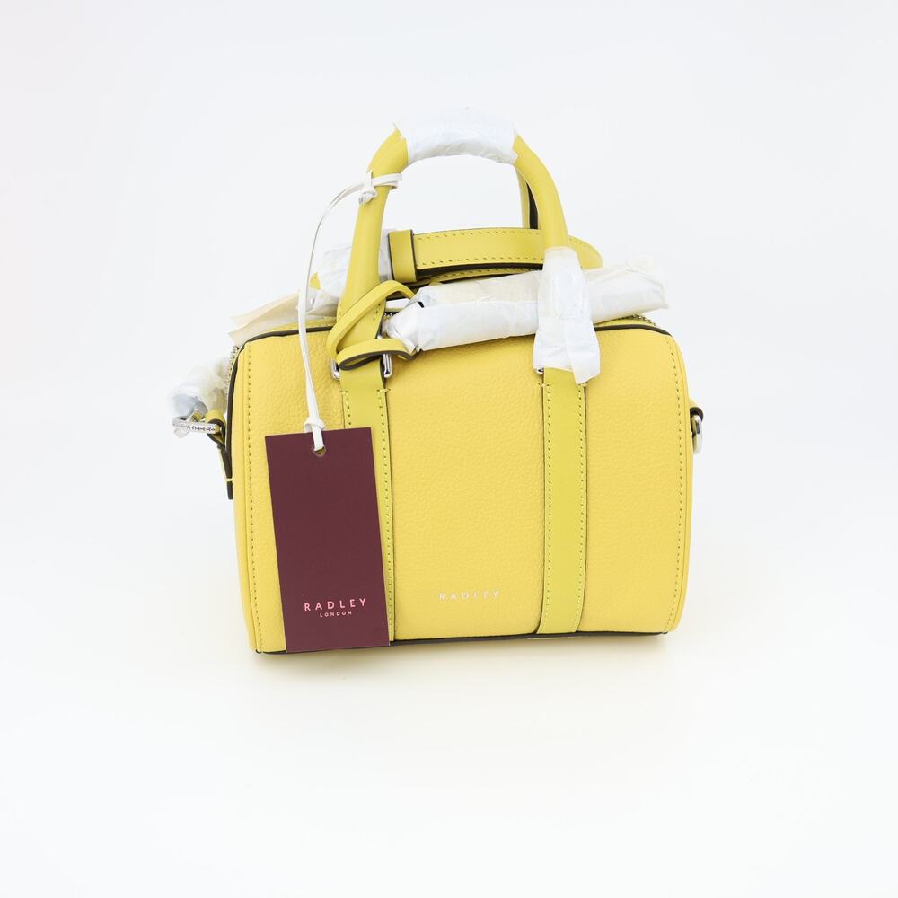 C0 NWT RADLEY LONDON Noble Alley Mini Zip Satchel Leather Open Yellow Bag $298